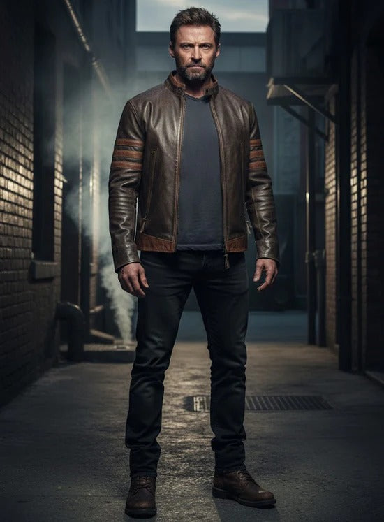 X-Men Origins Wolverine Leather Jacket - Men's Distressed Brown Genuine Leather Logan Replica - Custom Fit